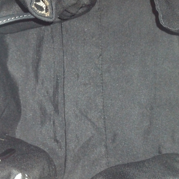 KATE SPADE BLACK WHITE SIGNATURE LOGO DRAWSTRING BUCKET HANDBAG - Picture 3 of 12